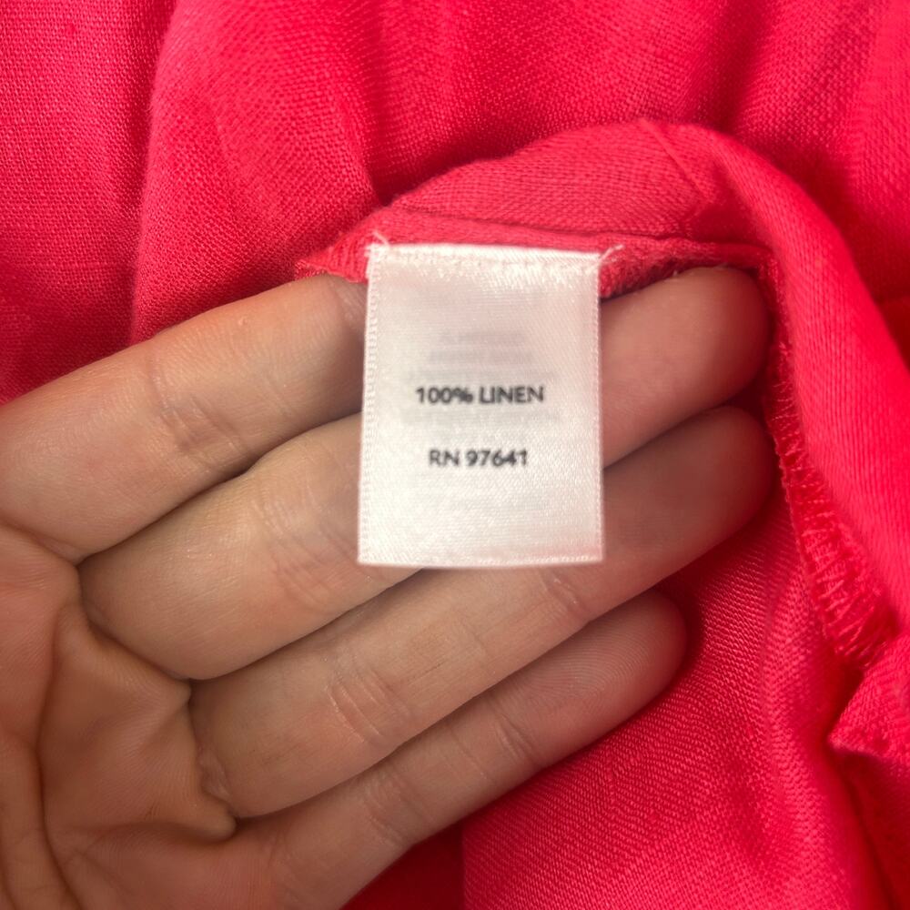 J.Jill Linen Button Front Shirt Pink Coral L Tall Long Sleeve Shell Buttons - Picture 9 of 10